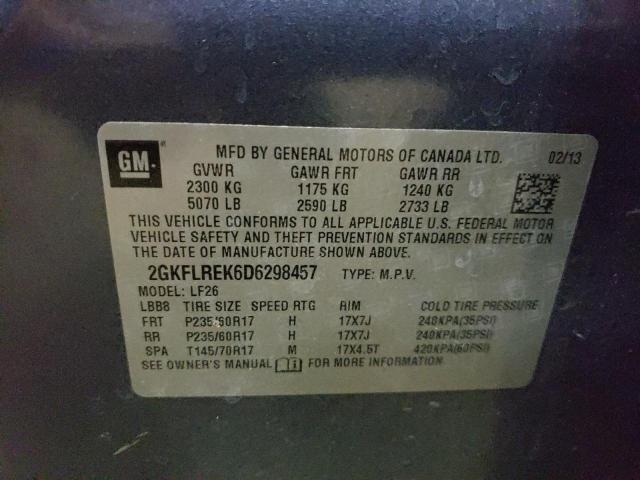 Photo 10 from auction – 2013 GMC TERRAIN SL with VIN 2GKFLREK6D6298457