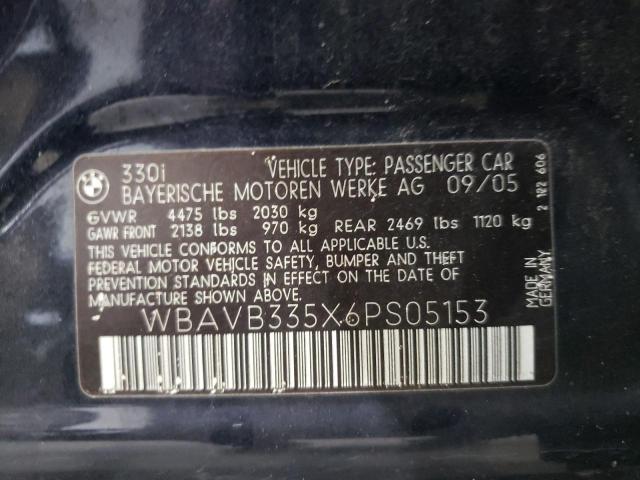 Photo 10 from auction – 2006 BMW 330I with VIN WBAVB335X6PS05153
