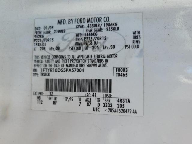 Photo 10 from auction – 2005 FORD RANGER with VIN 1FTYR10D55PA57004