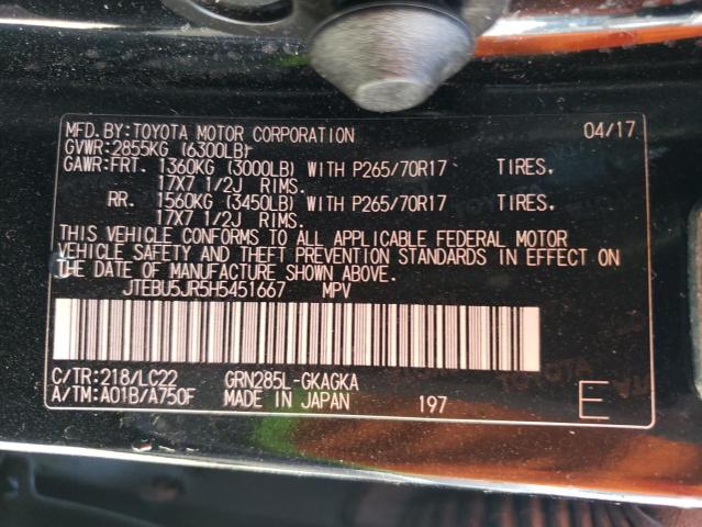 Photo 10 from auction – 2017 TOYOTA 4RUNNER SR with VIN JTEBU5JR5H5451667