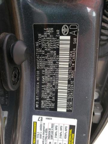 Photo 10 from auction – 2009 TOYOTA COROLLA BA with VIN 2T1BU40E69C158264
