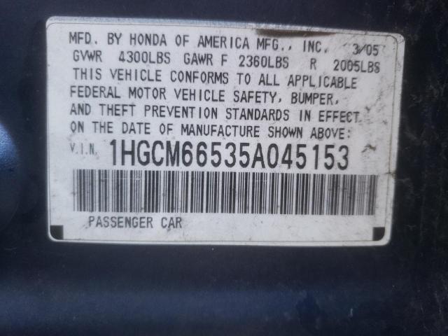 Photo 10 from auction – 2005 HONDA ACCORD with VIN 1HGCM66535A045153