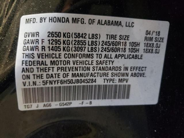 Photo 10 from auction – 2018 HONDA PILOT EXL with VIN 5FNYF6H50JB045284