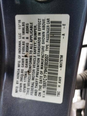 Photo 10 from auction – 2017 HONDA CIVIC EXL with VIN 19XFC1F79HE003557