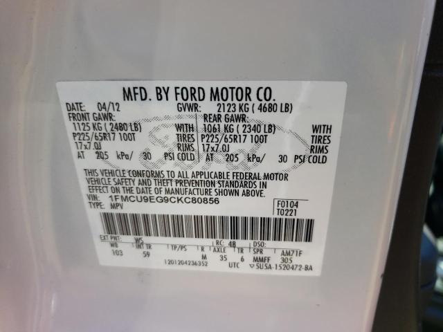 Photo 10 from auction – 2012 FORD ESCAPE LIM with VIN 1FMCU9EG9CKC80856