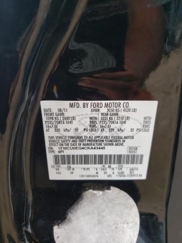 Photo 10 from auction – 2012 FORD ESCAPE LIM with VIN 1FMCU0EG4CKA43445