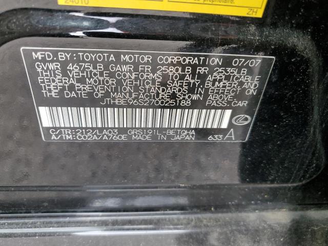Photo 10 from auction – 2007 LEXUS GS 350 with VIN JTHBE96S270025188