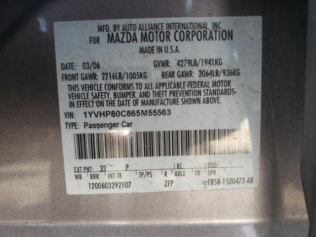 Photo 10 from auction – 2006 MAZDA 6 I with VIN 1YVHP80C865M55563