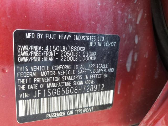 Photo 10 from auction – 2008 SUBARU FORESTER 2 with VIN JF1SG65608H728912