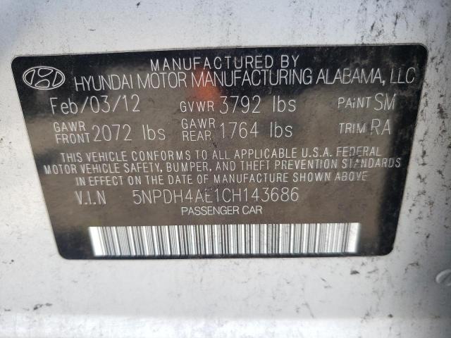 Photo 10 from auction – 2012 HYUNDAI ELANTRA GL with VIN 5NPDH4AE1CH143686