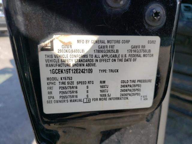 Photo 10 from auction – 2002 CHEVROLET silverado with VIN 1GCEK19T12E242109