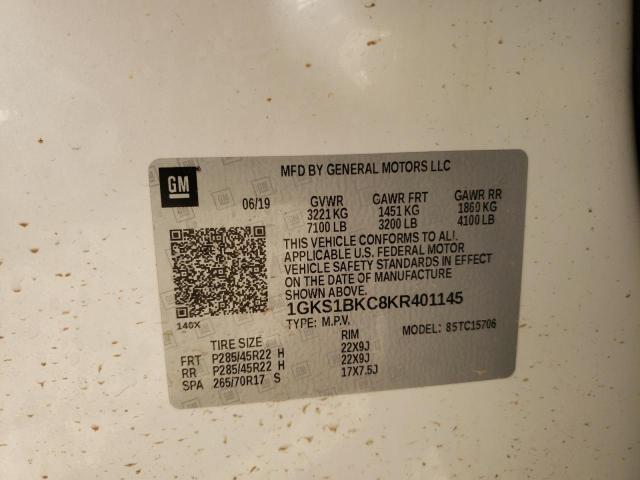 Photo 10 from auction – 2019 GMC YUKON SLT with VIN 1GKS1BKC8KR401145