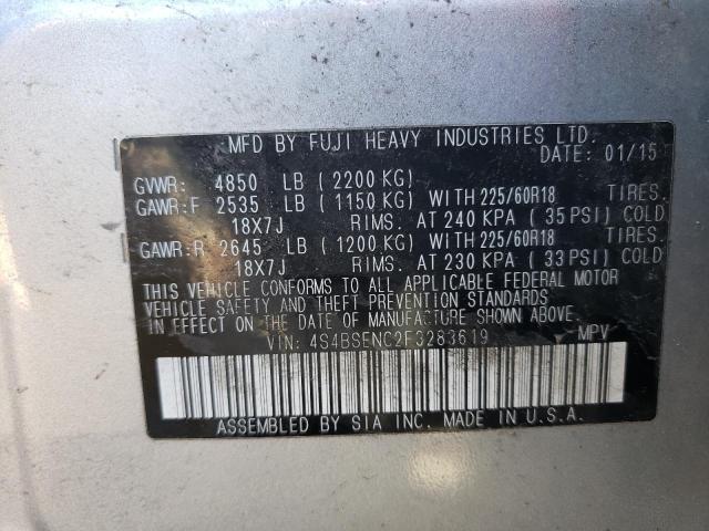 Photo 10 from auction – 2015 SUBARU OUTBACK 3. with VIN 4S4BSENC2F3283619