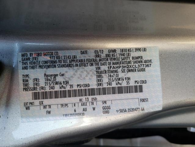 Photo 10 from auction – 2012 FORD FOCUS SEL with VIN 1FAHP3H2XCL377367