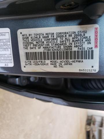 Photo 10 from auction – 2002 TOYOTA CAMRY LE with VIN JTDBE32K820129858