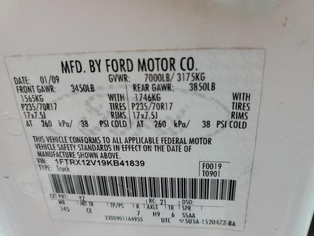 Photo 10 from auction – 2009 FORD F150 SUPER with VIN 1FTRX12V19KB41839