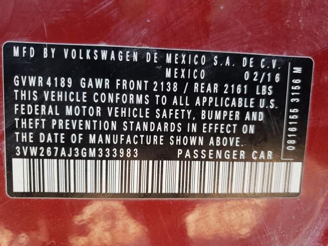 Photo 10 from auction – 2016 VOLKSWAGEN JETTA S with VIN 3VW267AJ3GM333983