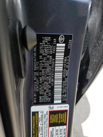Photo 10 from auction – 2012 TOYOTA CAMRY BASE with VIN 4T1BF1FK7CU183878