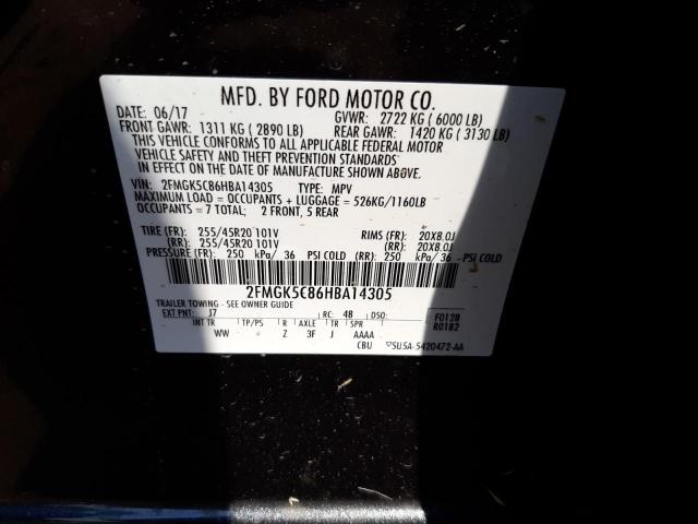 Photo 10 from auction – 2017 FORD FLEX SEL with VIN 2FMGK5C86HBA14305