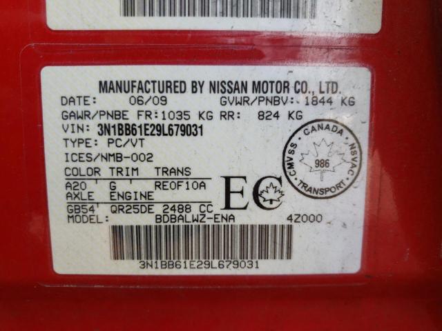 Photo 10 from auction – 2009 NISSAN SENTRA SE- with VIN 3N1BB61E29L679031