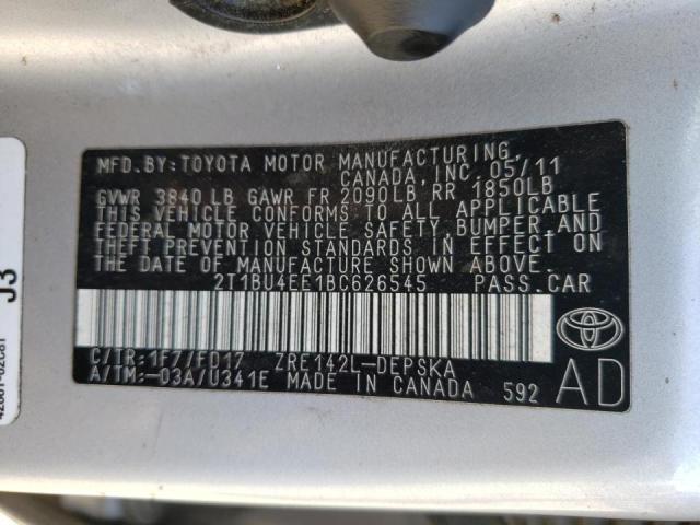 Photo 10 from auction – 2011 TOYOTA COROLLA with VIN 2T1BU4EE1BC626545