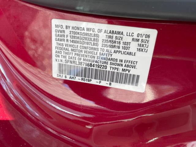 Photo 10 from auction – 2006 HONDA ODYSSEY EX with VIN 5FNRL38796B419220