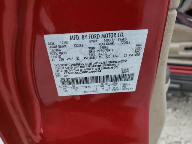 Photo 10 from auction – 2008 FORD ESCAPE XLT with VIN 1FMCU03Z68KC66694