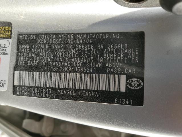 Photo 10 from auction – 2004 TOYOTA CAMRY LE with VIN 4T1BF32K94U585341