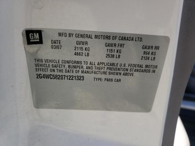 Photo 10 from auction – 2007 BUICK LACROSSE C with VIN 2G4WC582071221323