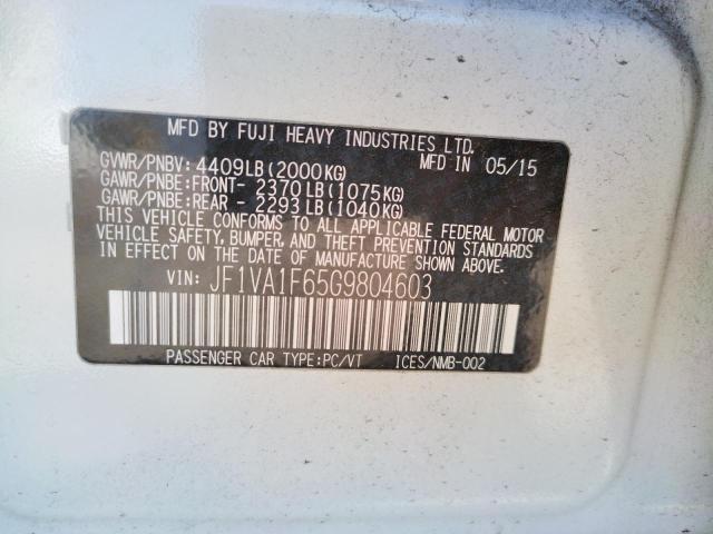 Photo 10 from auction – 2016 SUBARU WRX PREMIU with VIN JF1VA1F65G9804603