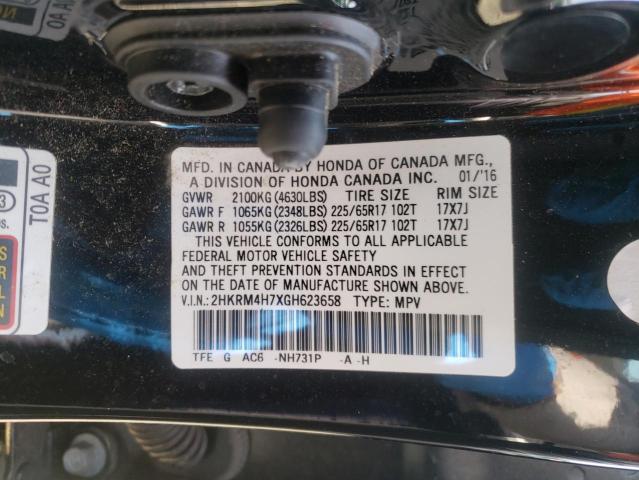 Photo 10 from auction – 2016 HONDA CR-V EXL with VIN 2HKRM4H7XGH623658