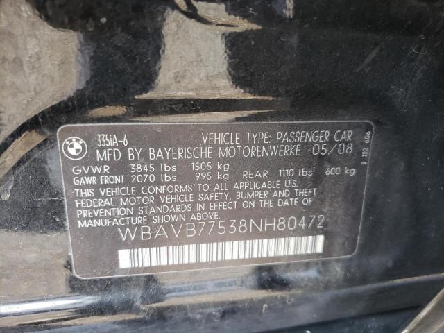 Photo 10 from auction – 2008 BMW 335 I with VIN WBAVB77538NH80472