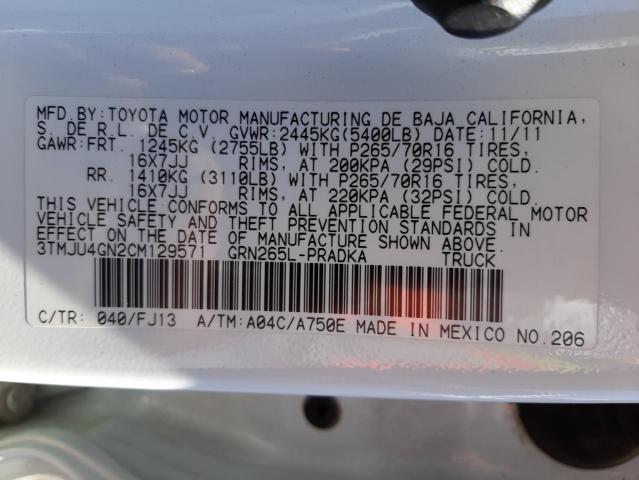 Photo 10 from auction – 2012 TOYOTA TACOMA DOU with VIN 3TMJU4GN2CM129571