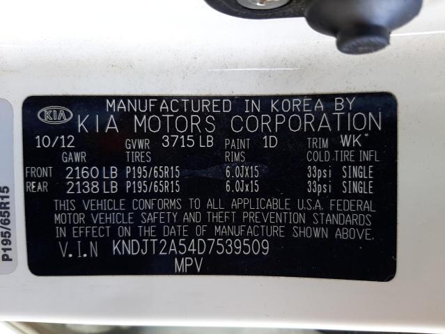 Photo 10 from auction – 2013 KIA SOUL with VIN KNDJT2A54D7539509