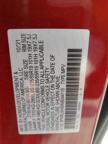 Photo 10 from auction – 2022 HONDA ODYSSEY with VIN 5FNRL6H99NB044110