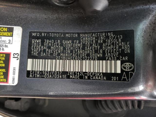 Photo 10 from auction – 2013 TOYOTA COROLLA BA with VIN 2T1BU4EE6DC122270