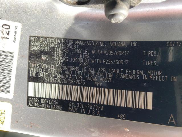 Photo 10 from auction – 2017 TOYOTA SIENNA XLE with VIN 5TDYZ3DC6HS872075