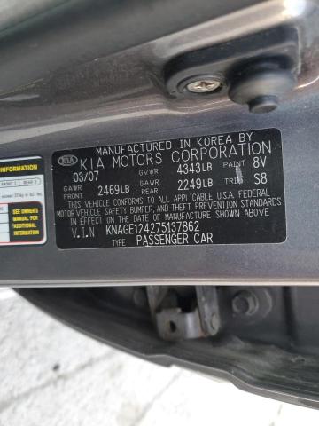 Photo 10 from auction – 2007 KIA OPTIMA EX with VIN KNAGE124275137862