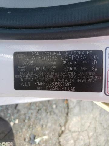 Photo 10 from auction – 2009 KIA SPECTRA EX with VIN KNAFE222895602597