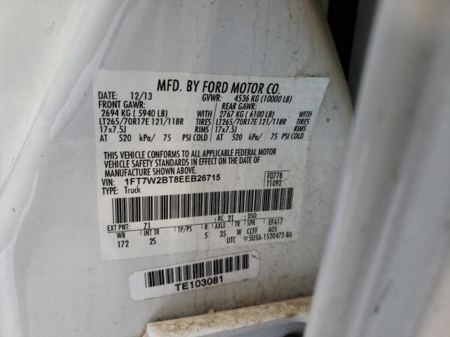 Photo 10 from auction – 2014 FORD F250 with VIN 1FT7W2BT8EEB26715