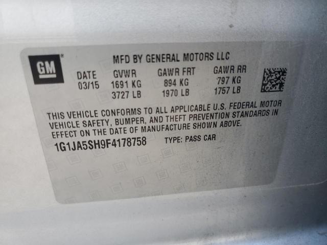 Photo 10 from auction – 2015 CHEVROLET SONIC LS with VIN 1G1JA5SH9F4178758