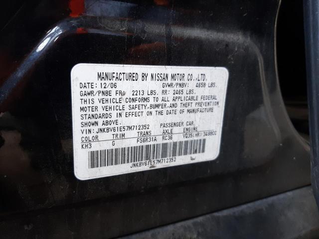 Photo 10 from auction – 2007 INFINITI G35 with VIN JNKBV61E57M712352