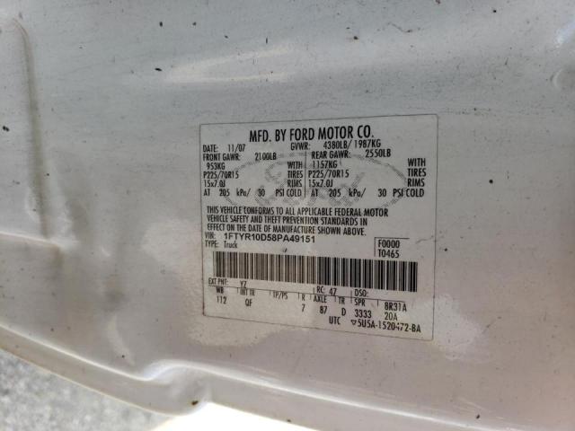 Photo 10 from auction – 2008 FORD RANGER with VIN 1FTYR10D58PA49151