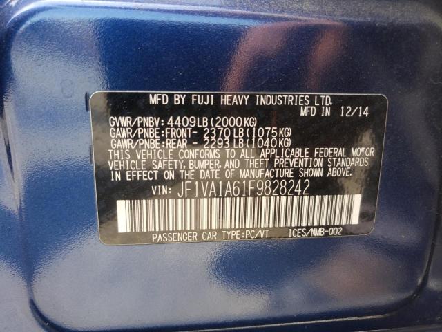 Photo 10 from auction – 2015 SUBARU WRX with VIN JF1VA1A61F9828242