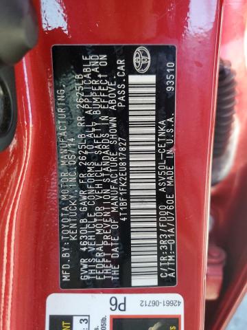 Photo 10 from auction – 2014 TOYOTA CAMRY L with VIN 4T1BF1FK2EU817827