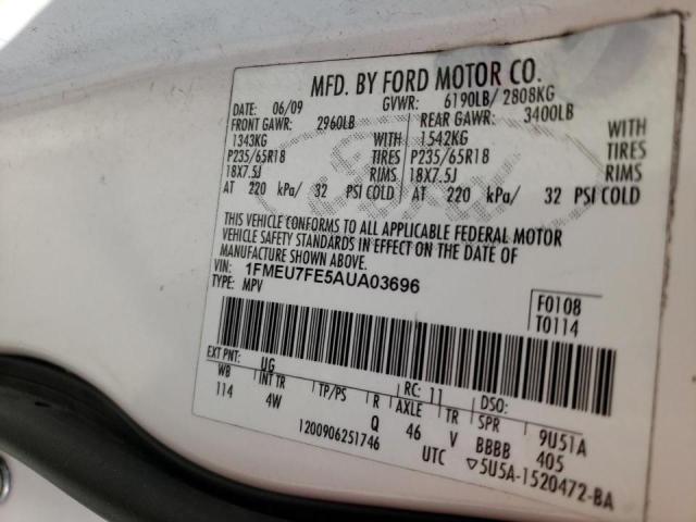 Photo 10 from auction – 2010 FORD EXPLORER L with VIN 1FMEU7FE5AUA03696