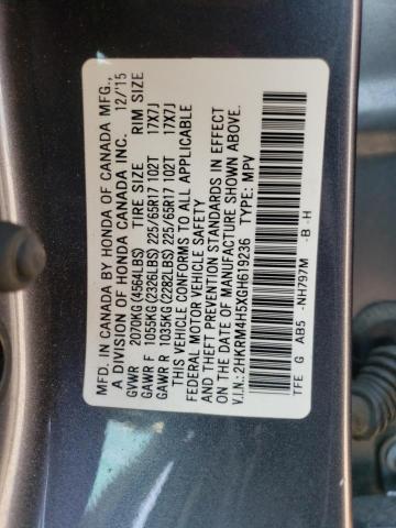 Photo 10 from auction – 2016 HONDA CR-V EX with VIN 2HKRM4H5XGH619236