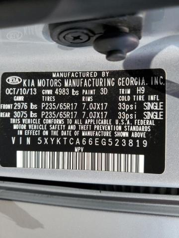 Photo 10 from auction – 2014 KIA SORENTO LX with VIN 5XYKTCA66EG523819