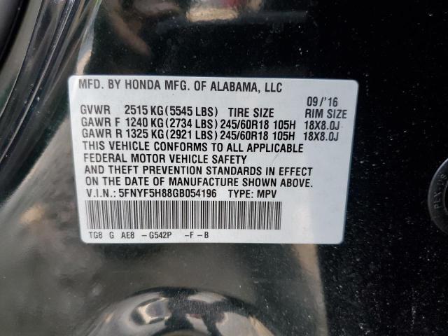 Photo 10 from auction – 2016 HONDA PILOT EXL with VIN 5FNYF5H88GB054196