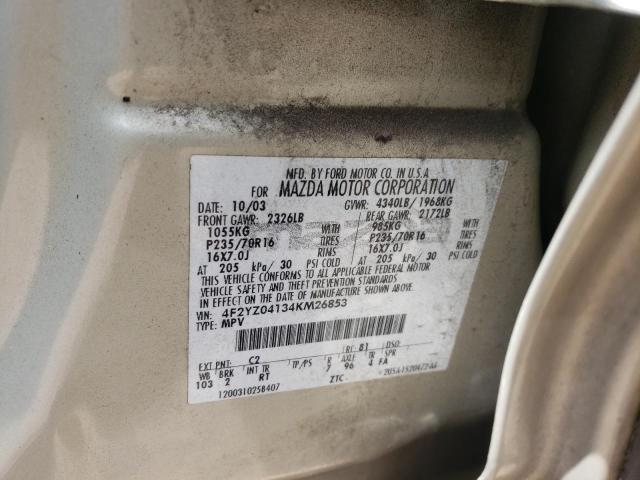 Photo 10 from auction – 2004 MAZDA TRIBUTE LX with VIN 4F2YZ04134KM26853